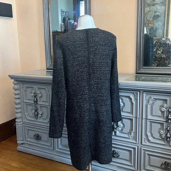 Talbots Tweed Knit Front Double Zip Sweater Dress Size M Office Long Sleeve - Picture 4 of 10